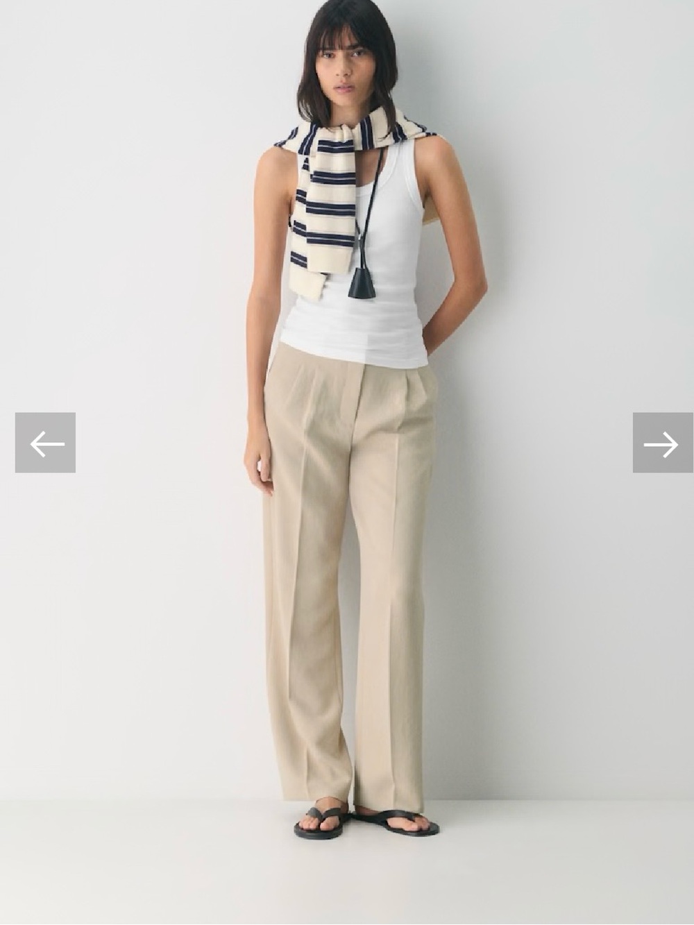 Aritzia Beige Wide-Leg Trousers